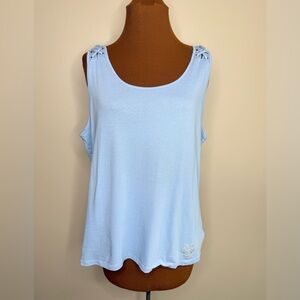 Michael Kors Sky Blue Tank Top Bling Logo Size XL